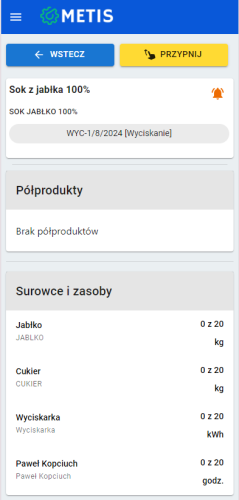 MES realizacja czynności Metis-2